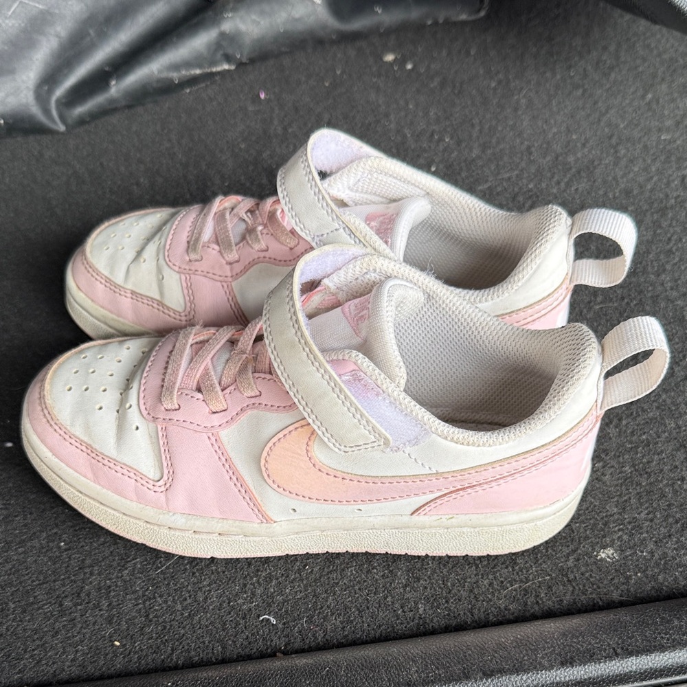 Nike Kids Pink and White Velcro Sneakers